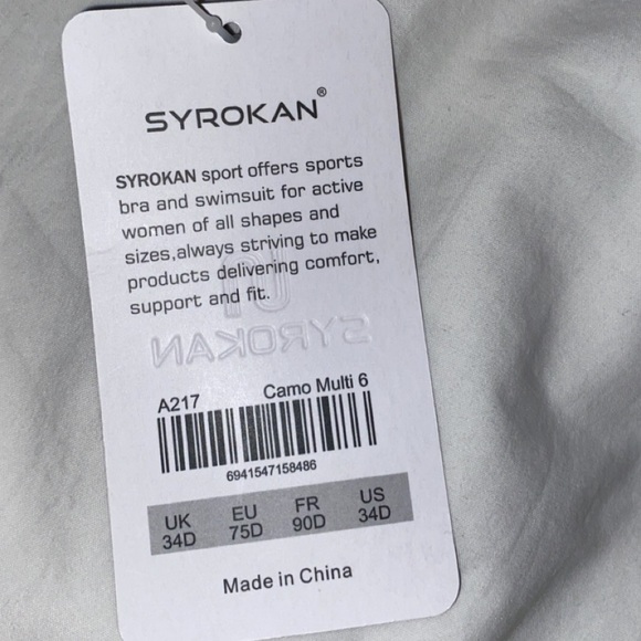 New black camoflage SYROKAN High Impact/Support Underwire Sports Bra 34D - Picture 3 of 3